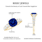 Certified 2.75 Carat Lab Grown Blue Sapphire Cushion Cut Engagement Ring with Moissanite AAAA - Rosec Jewels