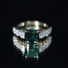Lab Grown Emerald 2 Carat Cushion Engagement Ring with Moissanite Side Stones AAAA - Rosec Jewels