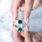 Lab Grown Emerald 2 Carat Cushion Engagement Ring with Moissanite Side Stones AAAA - Rosec Jewels