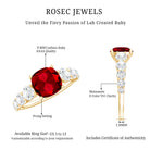 2 Carat Cushion Cut Lab Created Ruby Engagement Ring with Side Stones AAAA - Rosec Jewels