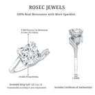 3.5 CT Moissanite Bypass Engagement Ring with Milgrain Detailing D-VS1 - Rosec Jewels