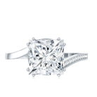 3.5 CT Moissanite Bypass Engagement Ring with Milgrain Detailing D-VS1 - Rosec Jewels