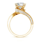 3.5 CT Moissanite Bypass Engagement Ring with Milgrain Detailing D-VS1 - Rosec Jewels