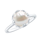Rosec Jewels-Cultured 7.4 Carat Freshwater Pearl Solitaire Engagement Ring