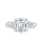 8 MM Asscher Cut Moissanite Solitaire Engagement Ring in Petal Prong Setting D-VS1 - Rosec Jewels