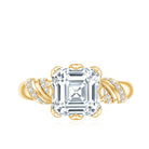 8 MM Asscher Cut Moissanite Solitaire Engagement Ring in Petal Prong Setting D-VS1 - Rosec Jewels