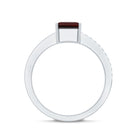 Natural 6X8mm Garnet Emerald Cut Engagement Ring with Diamond AAA - Rosec Jewels