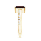 Natural 6X8mm Garnet Emerald Cut Engagement Ring with Diamond AAA - Rosec Jewels