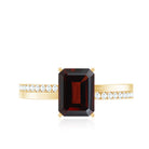Natural 6X8mm Garnet Emerald Cut Engagement Ring with Diamond AAA - Rosec Jewels