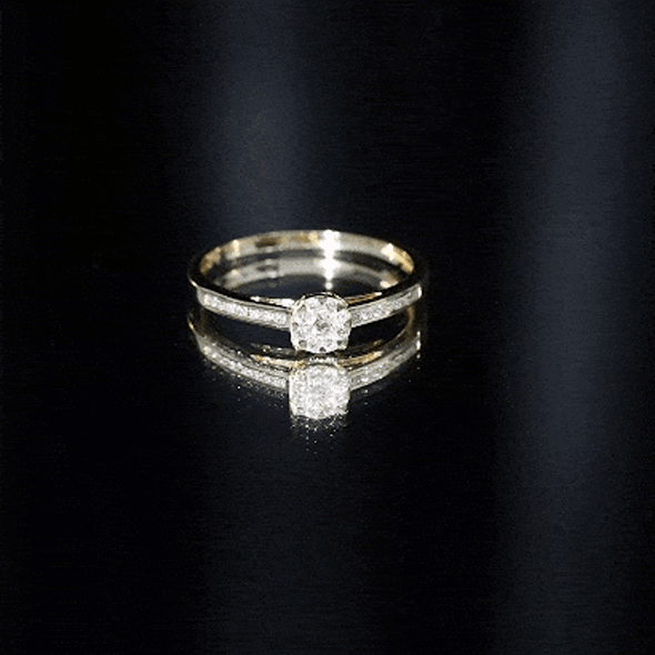 Illusion Set Diamond Engagement Ring Natural - ( HI-SI ) - Rosec Jewels