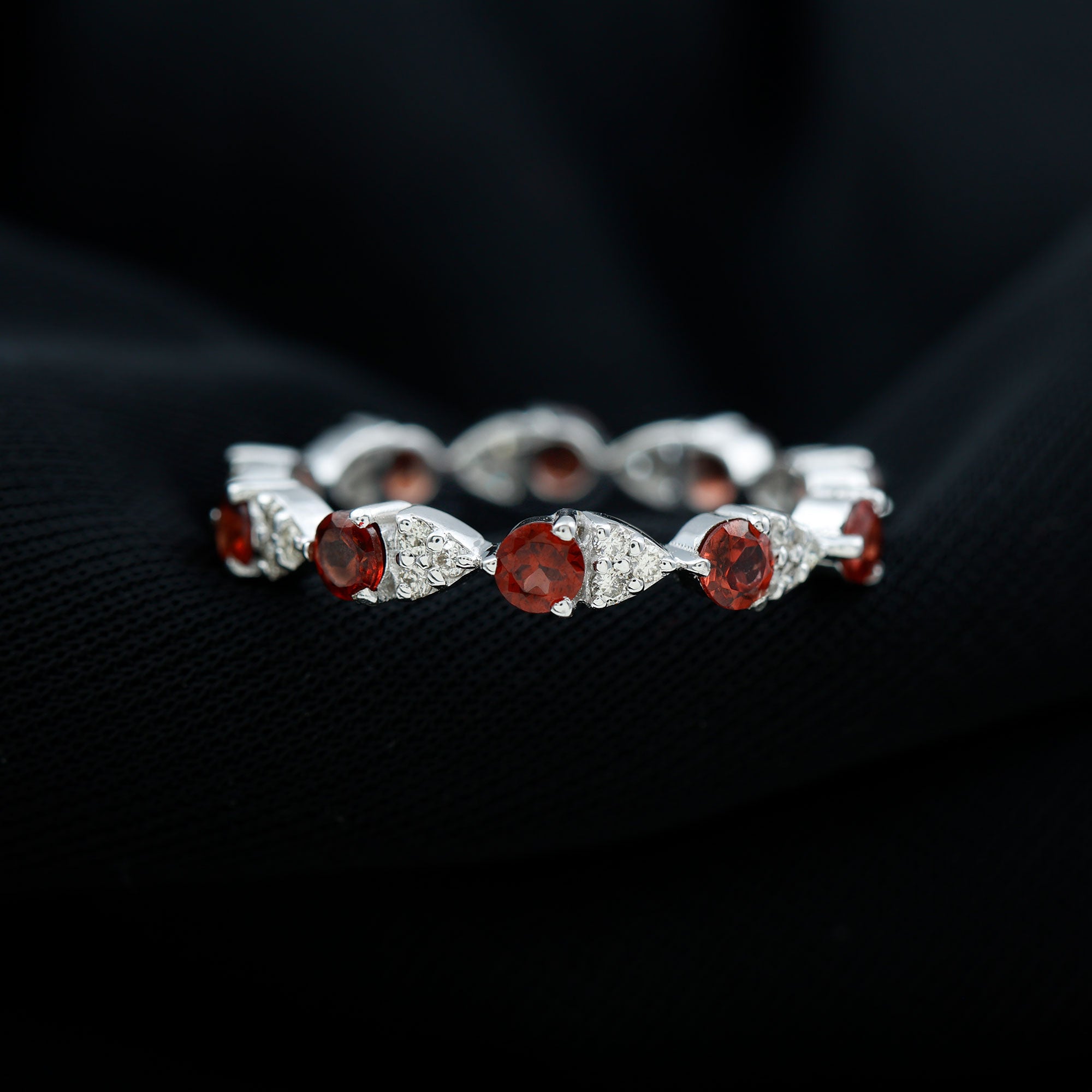 Rosec Jewels-Natural Garnet Diamond Eternity Ring for Anniversary