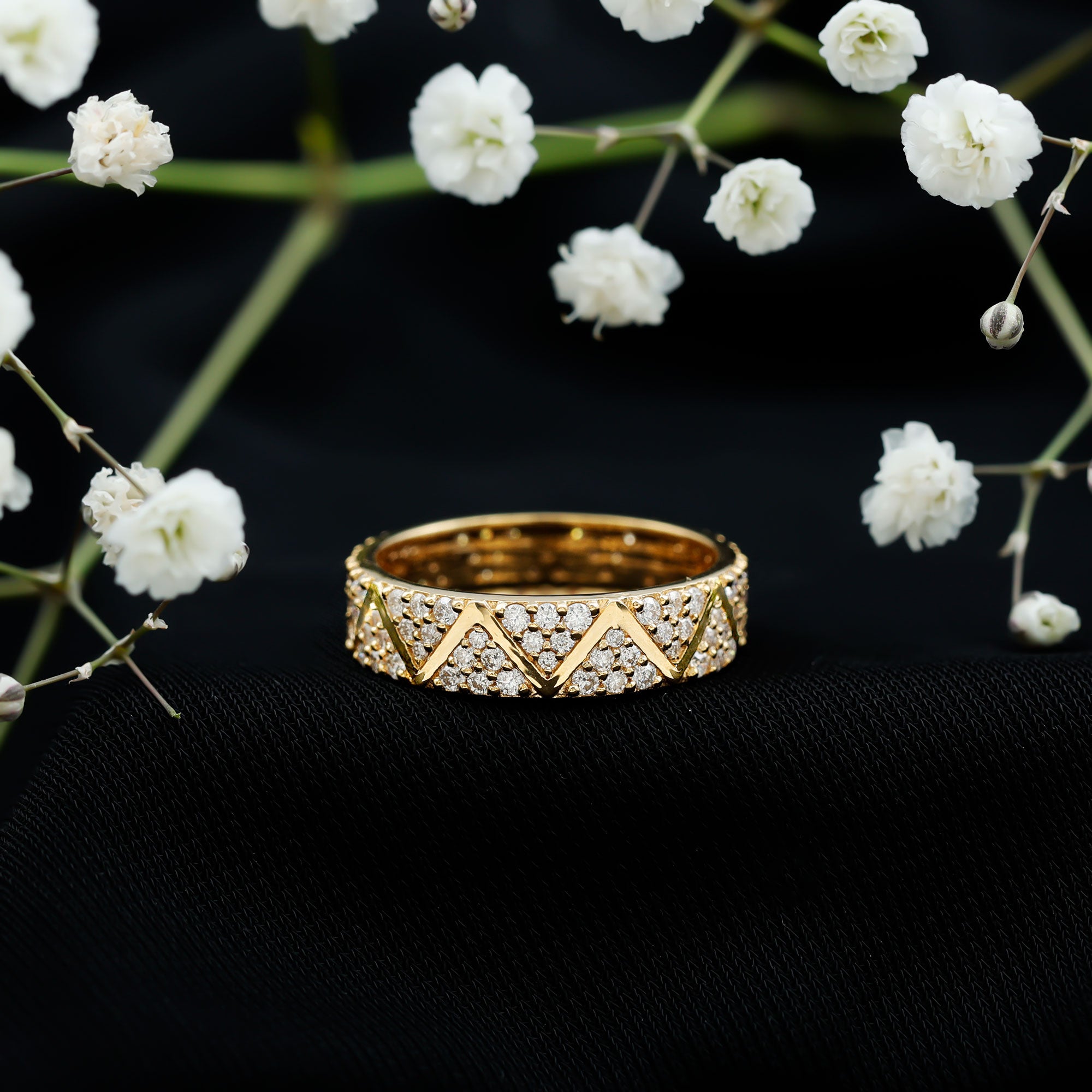 Certified Moissanite Wide Eternity Band Ring D-VS1 - Rosec Jewels