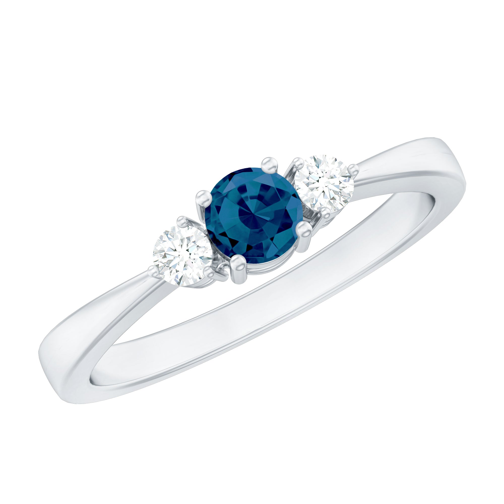 5mm London Blue Topaz Proposal Ring with Diamond AAA - Rosec Jewels