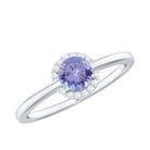 Rosec Jewels-Natural Tanzanite Engagement Ring with Diamond Halo