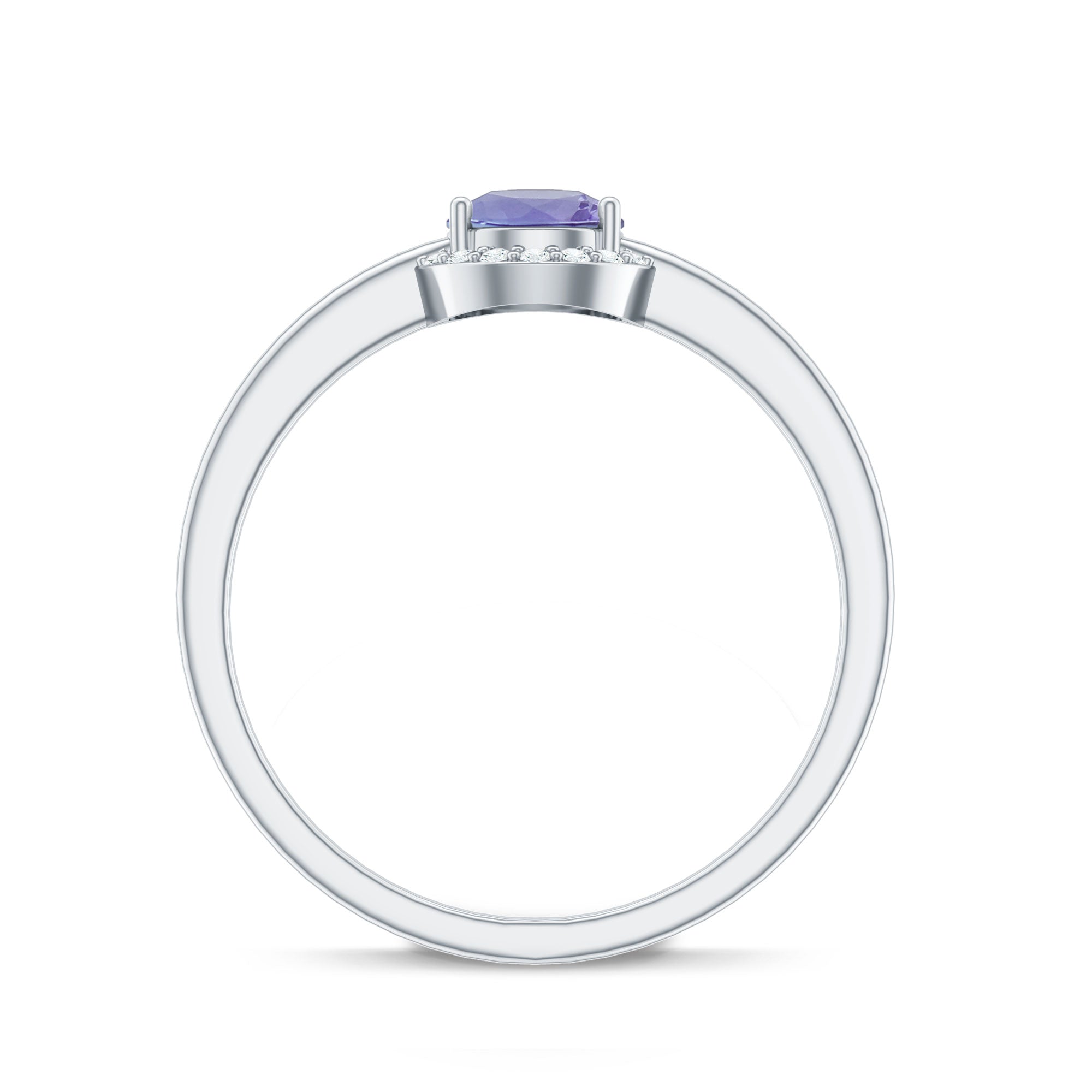 Rosec Jewels-Natural Tanzanite Engagement Ring with Diamond Halo