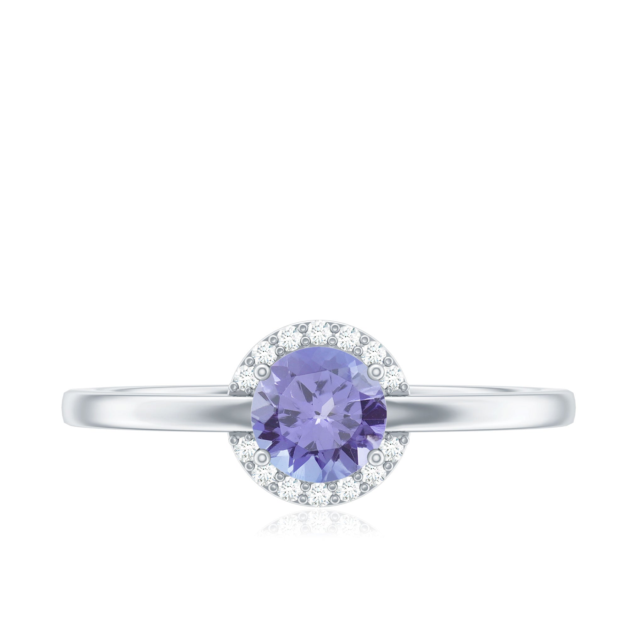 Rosec Jewels-Natural Tanzanite Engagement Ring with Diamond Halo