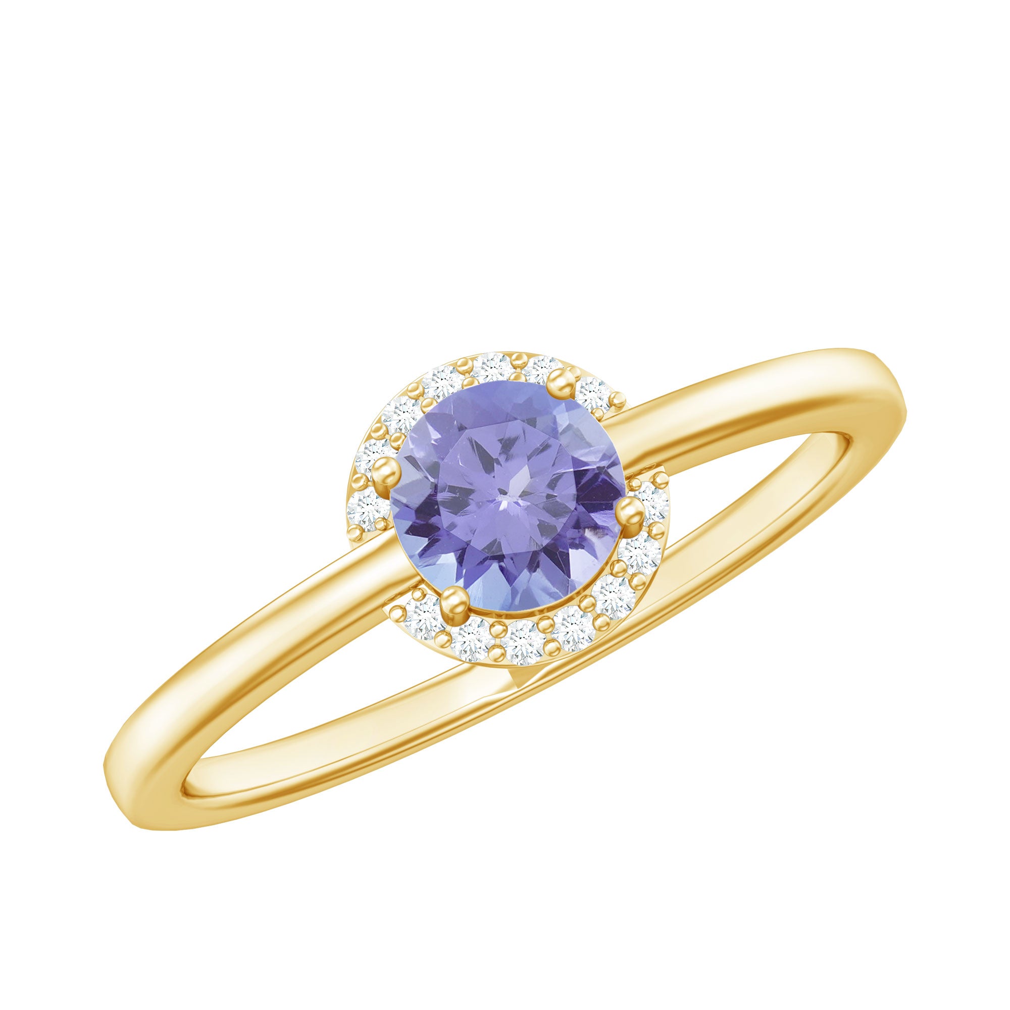 Rosec Jewels-Natural Tanzanite Engagement Ring with Diamond Halo