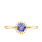 Rosec Jewels-Natural Tanzanite Engagement Ring with Diamond Halo