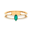 3/4 CT Minimal Marquise Cut Emerald and Diamond Double Band Ring Emerald - ( AAA ) - Quality - Rosec Jewels