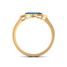4x8mm Marquise cut London Blue Topaz East West Promise Ring with Diamond AAA - Rosec Jewels
