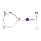 Natural Amethyst Promise Ring with Diamond for Women AAA - Rosec Jewels