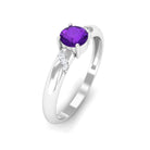 Natural Amethyst Promise Ring with Diamond for Women AAA - Rosec Jewels