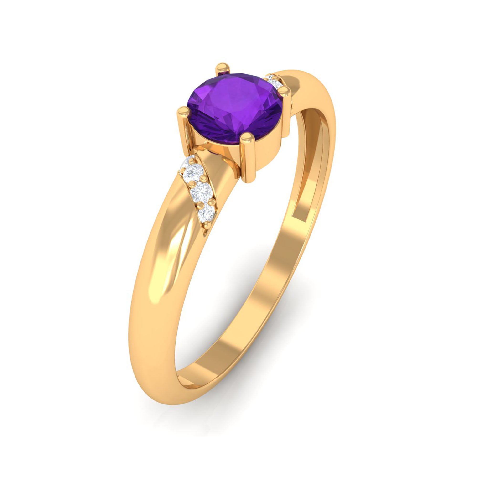 Rosec Jewels-Natural Amethyst Promise Ring with Diamond for Women