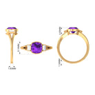 Genuine 2 Carat Amethyst Cushion Cut Engagement Ring with Diamond AAA - Rosec Jewels