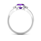 Genuine 2 Carat Amethyst Cushion Cut Engagement Ring with Diamond AAA - Rosec Jewels