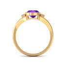 Genuine 2 Carat Amethyst Cushion Cut Engagement Ring with Diamond AAA - Rosec Jewels