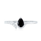 Pear Shaped Black Onyx Promise Ring with Diamonds AAA - Rosec Jewels