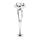 1/2 CT Claw Set Moonstone Solitaire Crossover Ring with Diamond AAA - Rosec Jewels