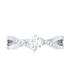 Minimal Diamond Engagement Ring with Crossover Shank Natural - ( HI-SI ) - Rosec Jewels