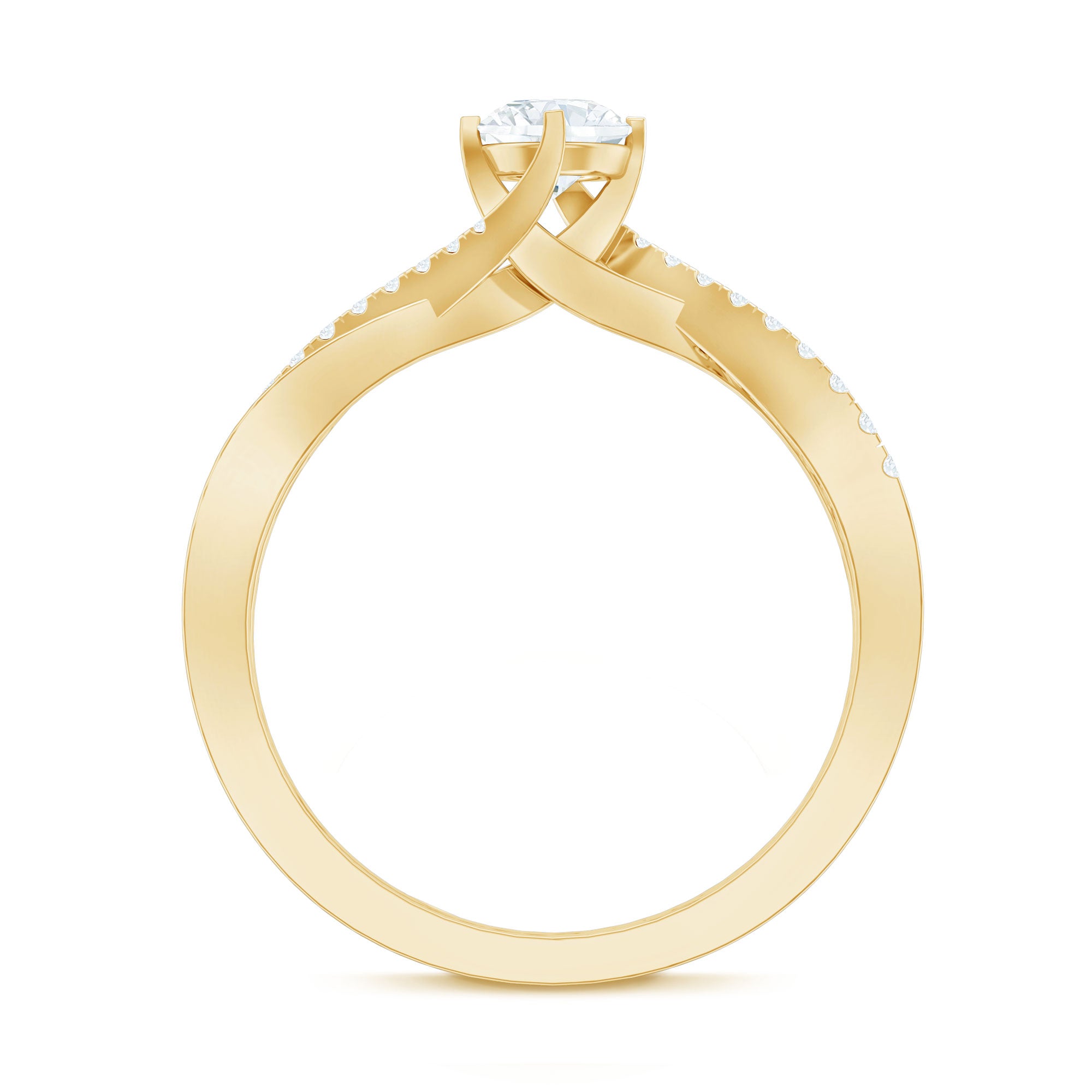 Minimal Diamond Engagement Ring with Crossover Shank Natural - ( HI-SI ) - Rosec Jewels