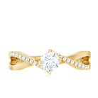 Minimal Diamond Engagement Ring with Crossover Shank Natural - ( HI-SI ) - Rosec Jewels