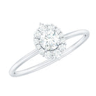 Minimal Real Diamond Engagement Ring with Halo Natural - ( HI-SI ) - Rosec Jewels