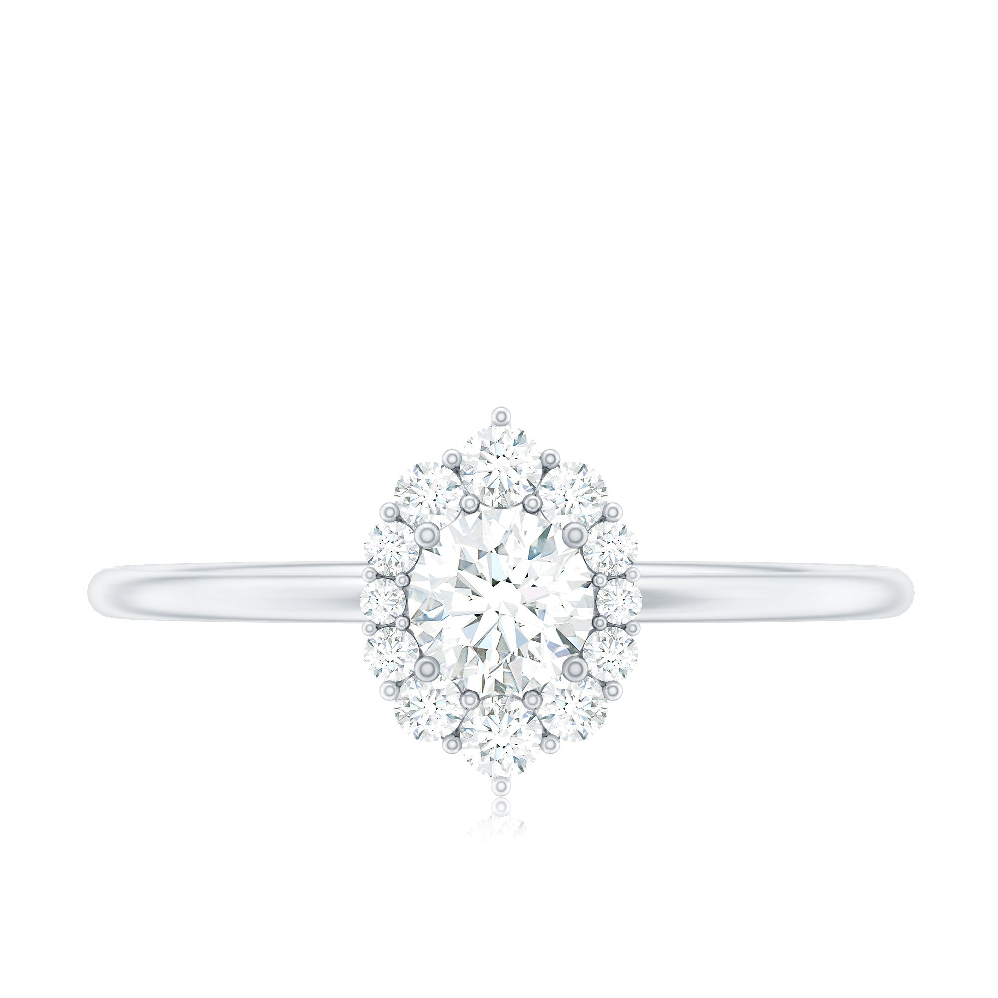 Minimal Real Diamond Engagement Ring with Halo Natural - ( HI-SI ) - Rosec Jewels