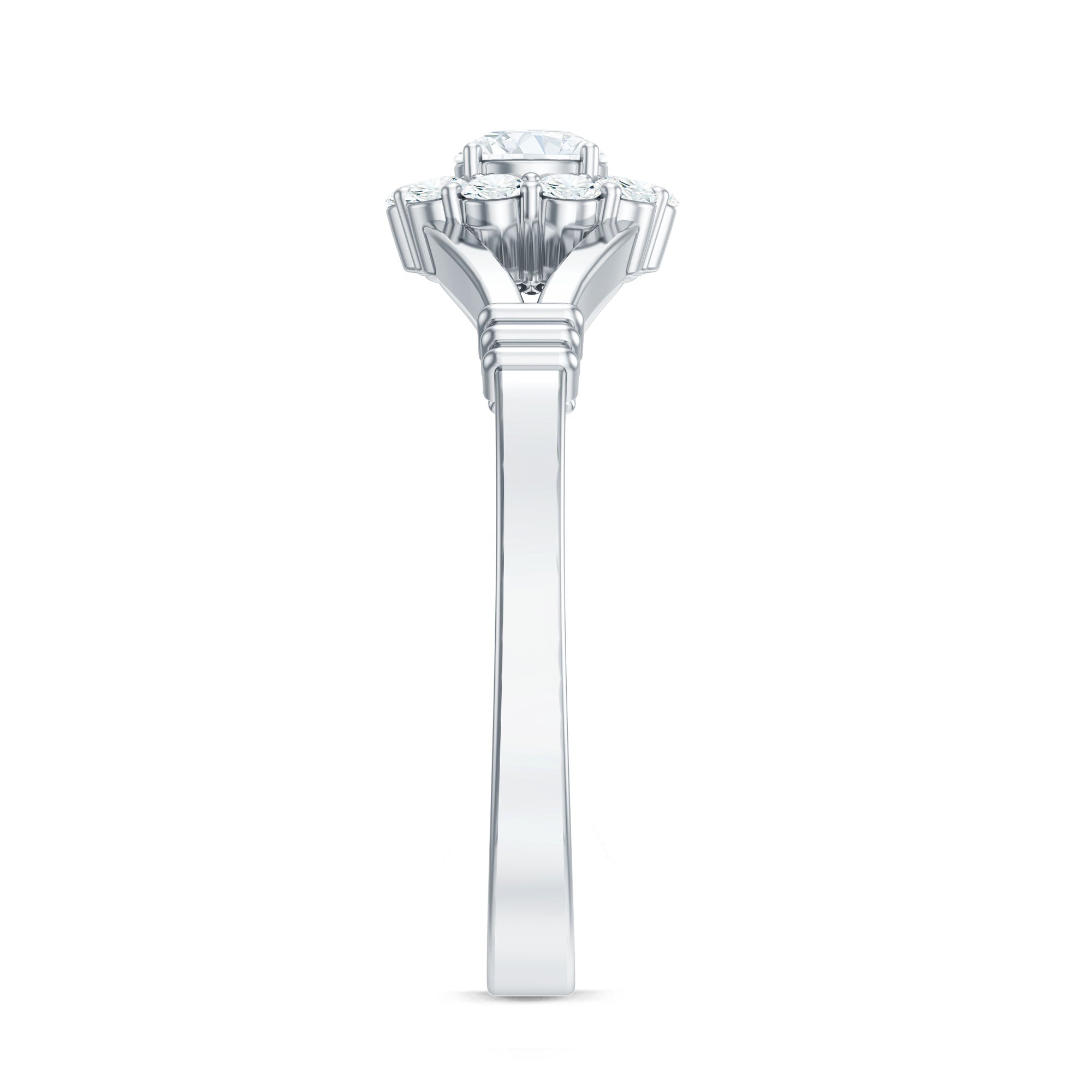 Natural Diamond Halo Engagement Ring with Split Shank Natural - ( HI-SI ) - Rosec Jewels