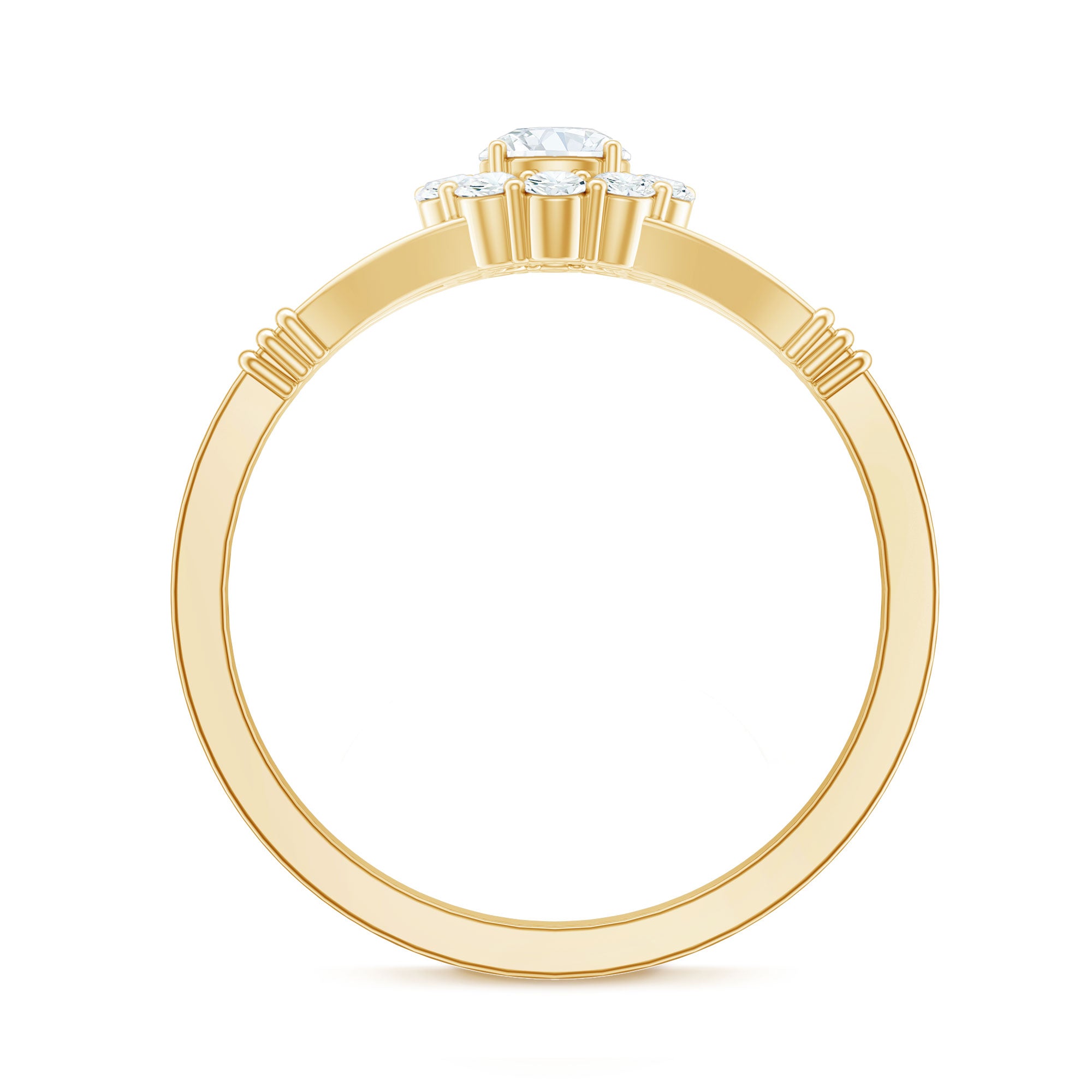 Natural Diamond Halo Engagement Ring with Split Shank Natural - ( HI-SI ) - Rosec Jewels