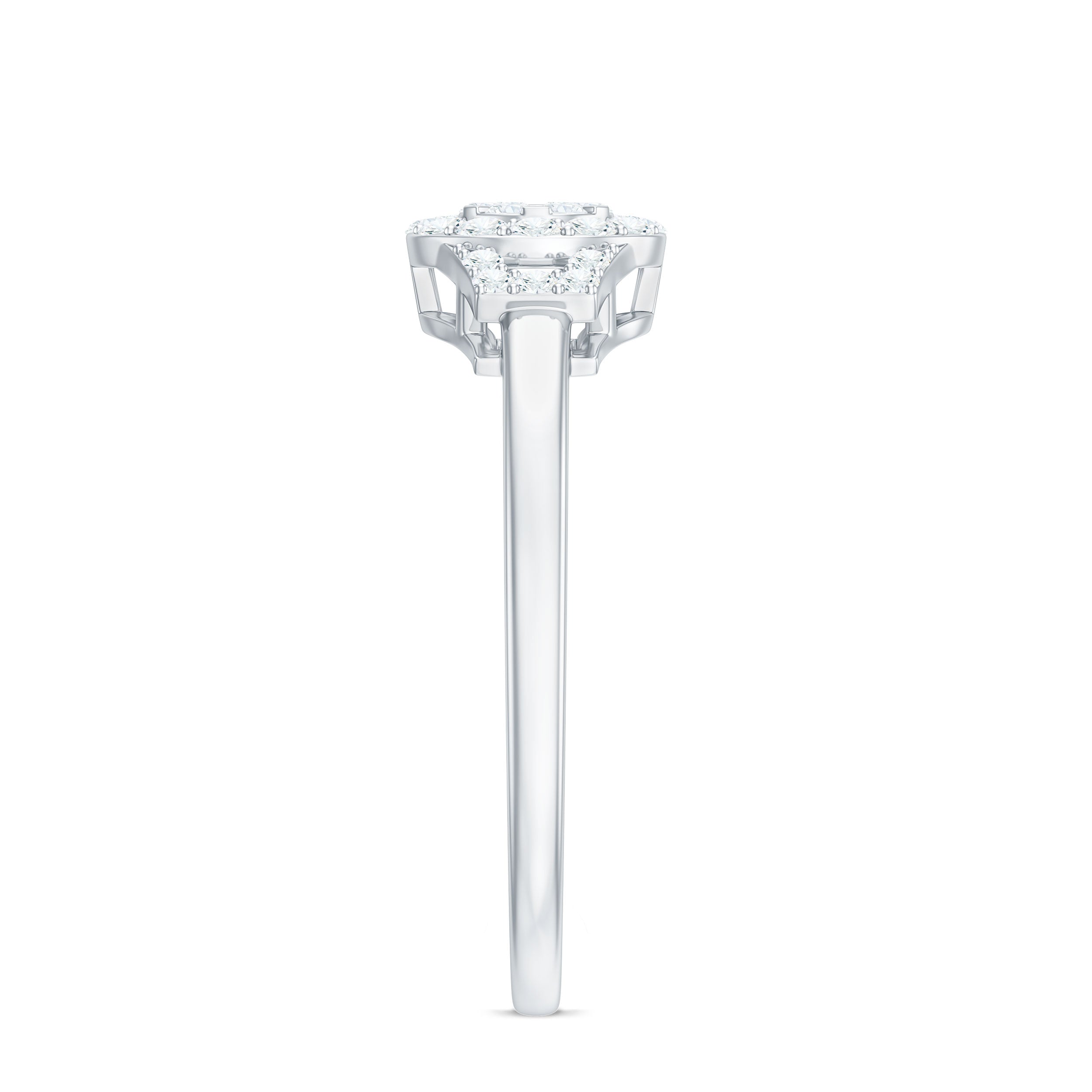 Real Diamond Engagement Ring with Halo Natural - ( HI-SI ) - Rosec Jewels