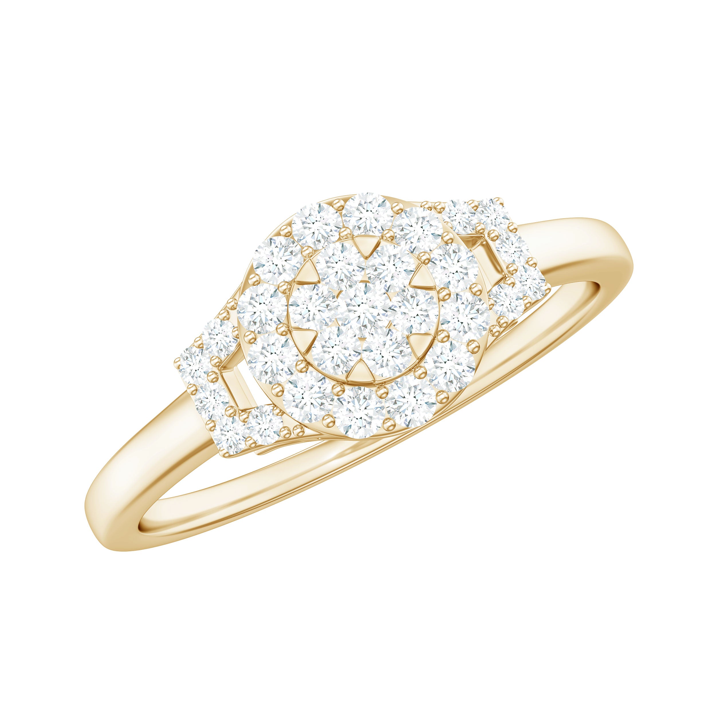 Real Diamond Engagement Ring with Halo Natural - ( HI-SI ) - Rosec Jewels