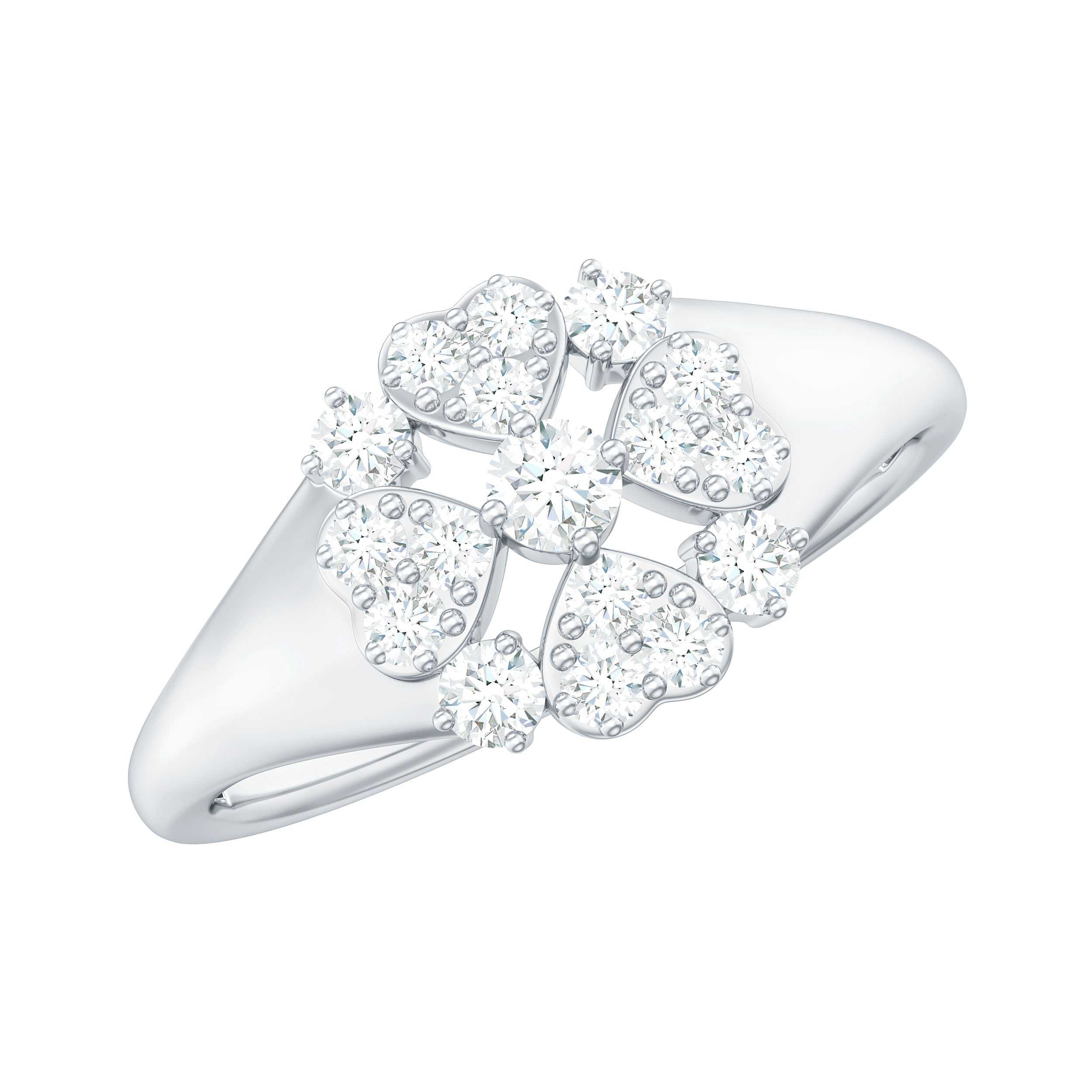 Natural Diamond Flower Engagement Ring in Illusion Set Natural - ( HI-SI ) - Rosec Jewels