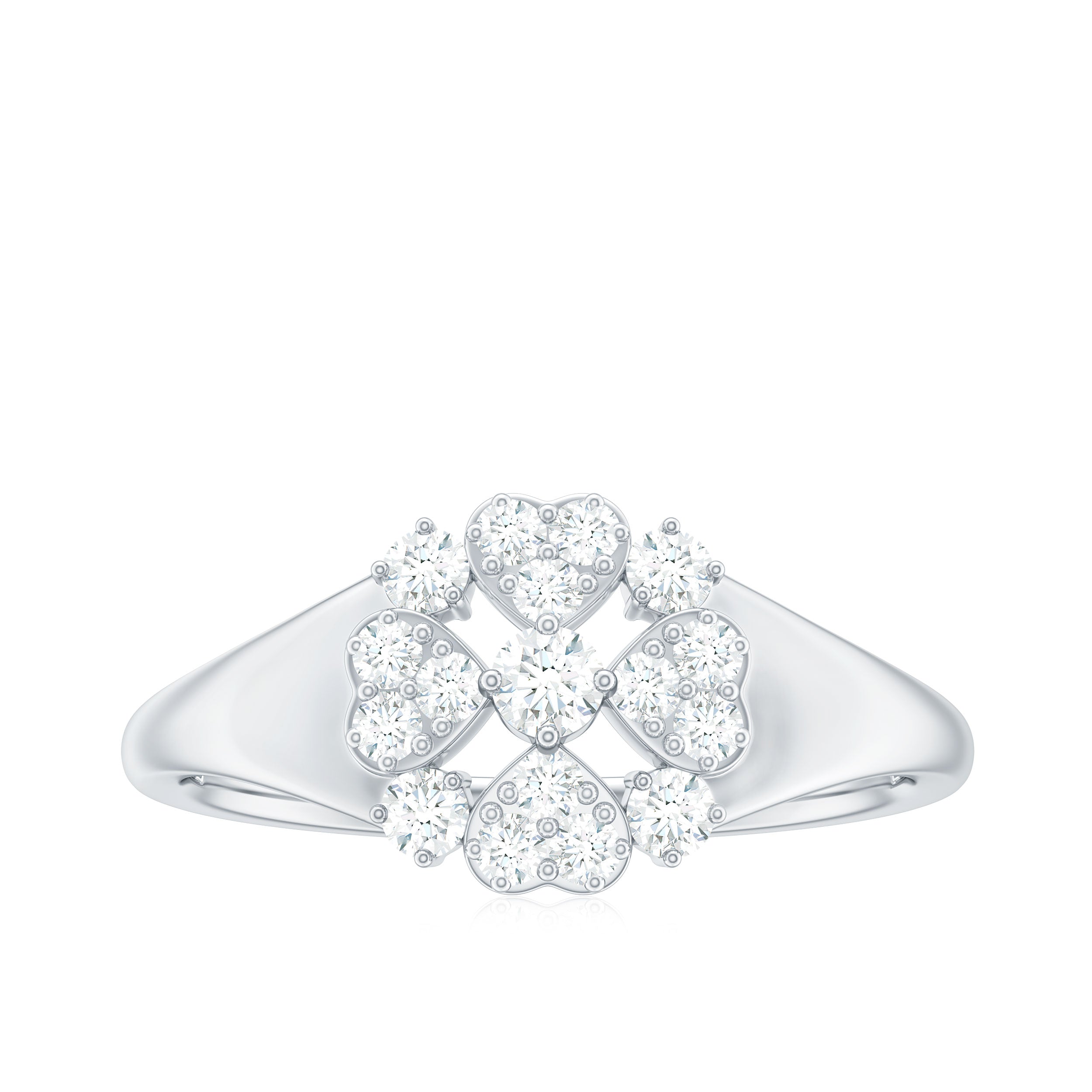 Natural Diamond Flower Engagement Ring in Illusion Set Natural - ( HI-SI ) - Rosec Jewels