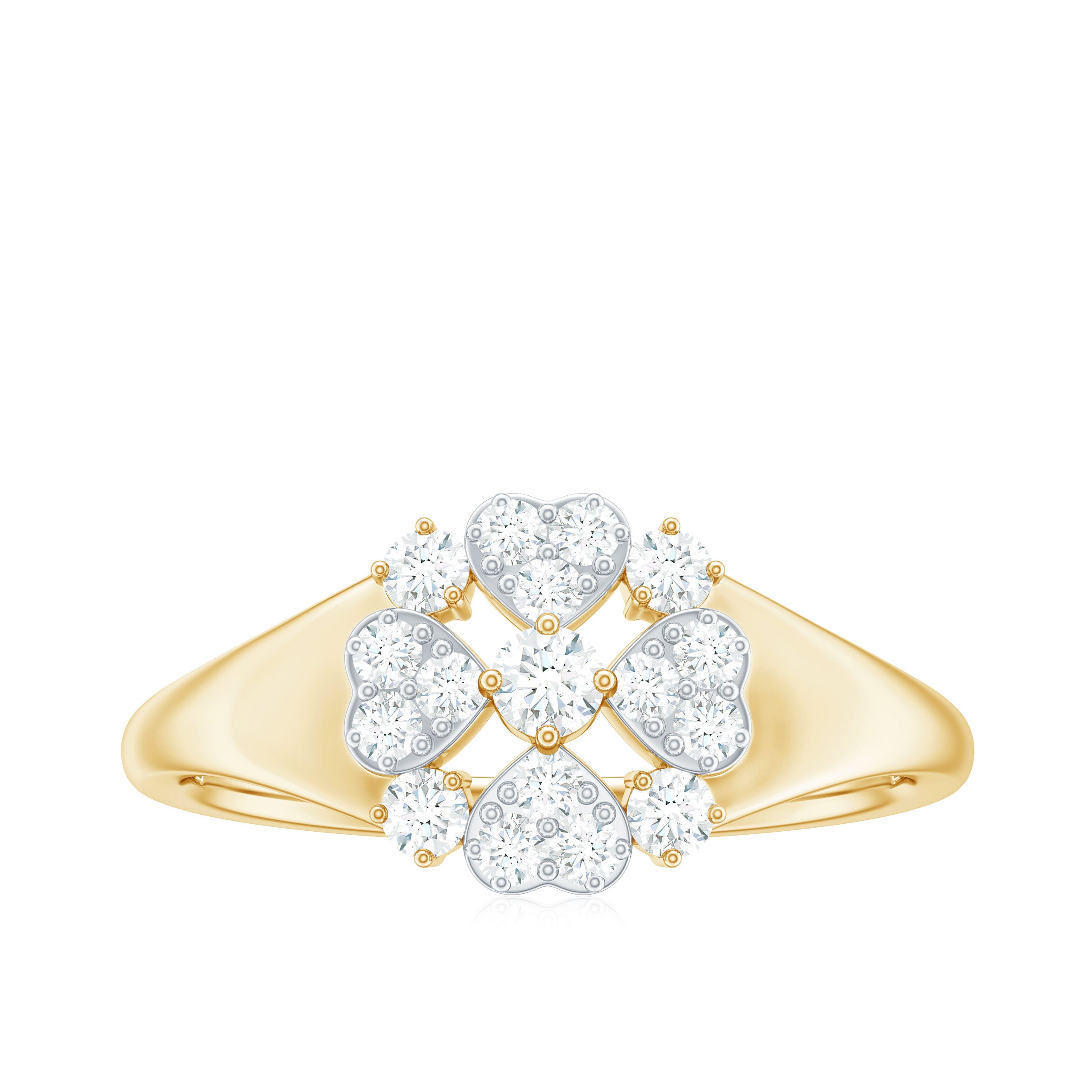 Natural Diamond Flower Engagement Ring in Illusion Set Natural - ( HI-SI ) - Rosec Jewels