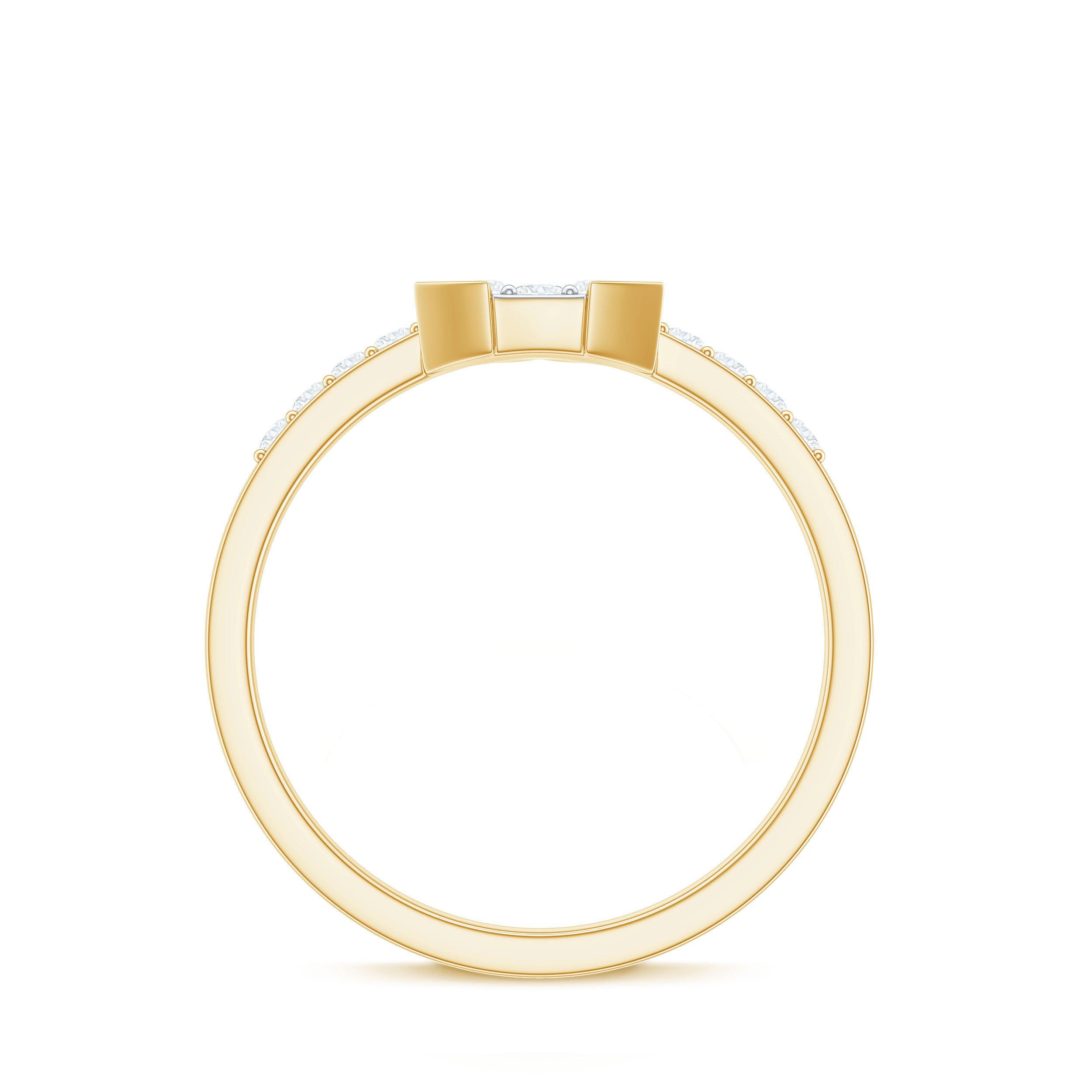 Minimal Diamond Triangular Engagement Ring Natural - ( HI-SI ) - Rosec Jewels