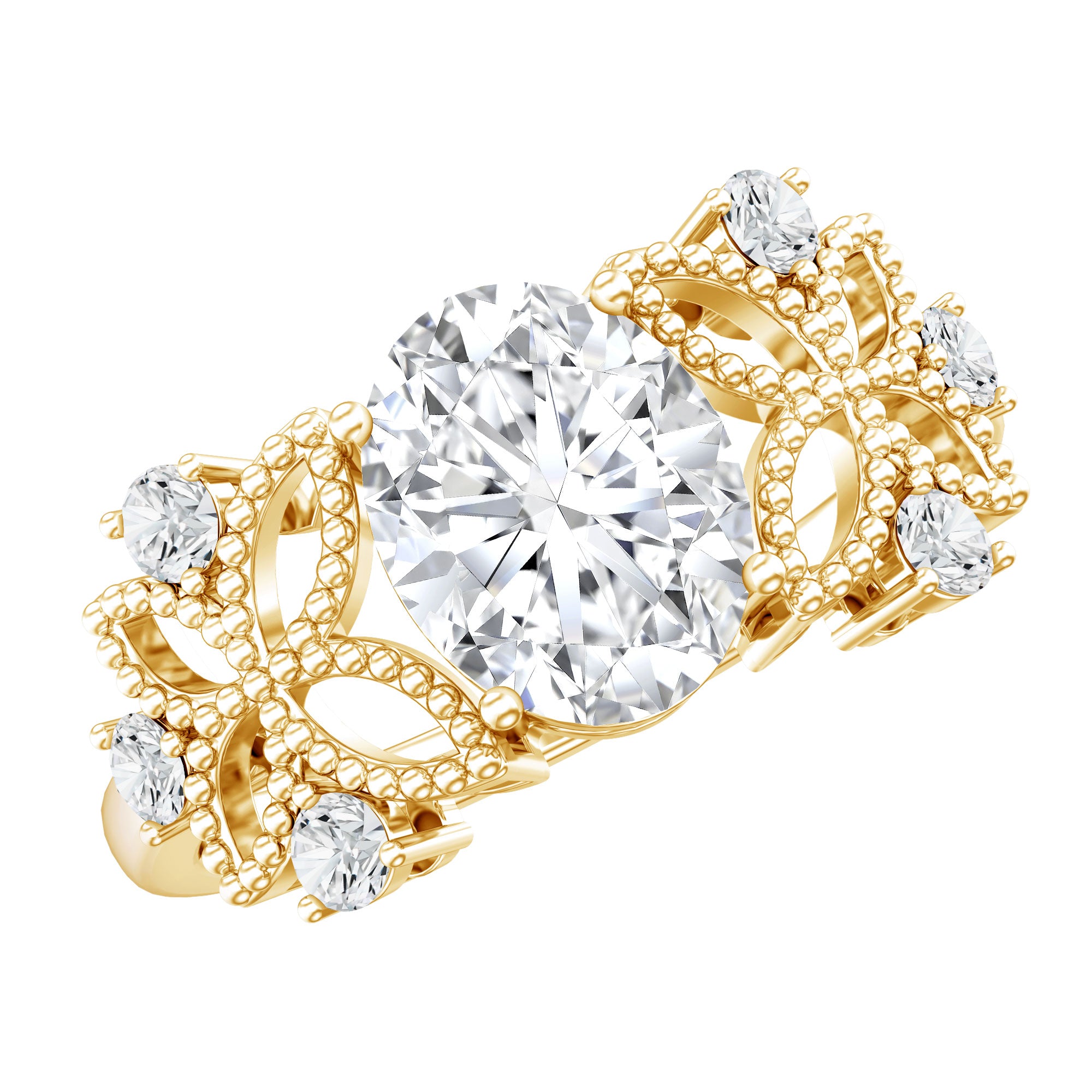 6X8mm Oval Lab Grown Diamond Flower Engagement Ring Lab - ( EF-VS ) - Rosec Jewels