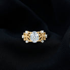 6X8mm Oval Lab Grown Diamond Flower Engagement Ring Lab - ( EF-VS ) - Rosec Jewels
