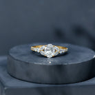 Certified 6X8MM Oval Lab Grown Diamond Engagement Ring With Side Stones Lab - ( EF-VS ) - Rosec Jewels
