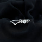 Certified 6 MM Cushion Lab Grown Diamond Engagement Ring with Wedding Band Lab - ( EF-VS ) - Rosec Jewels
