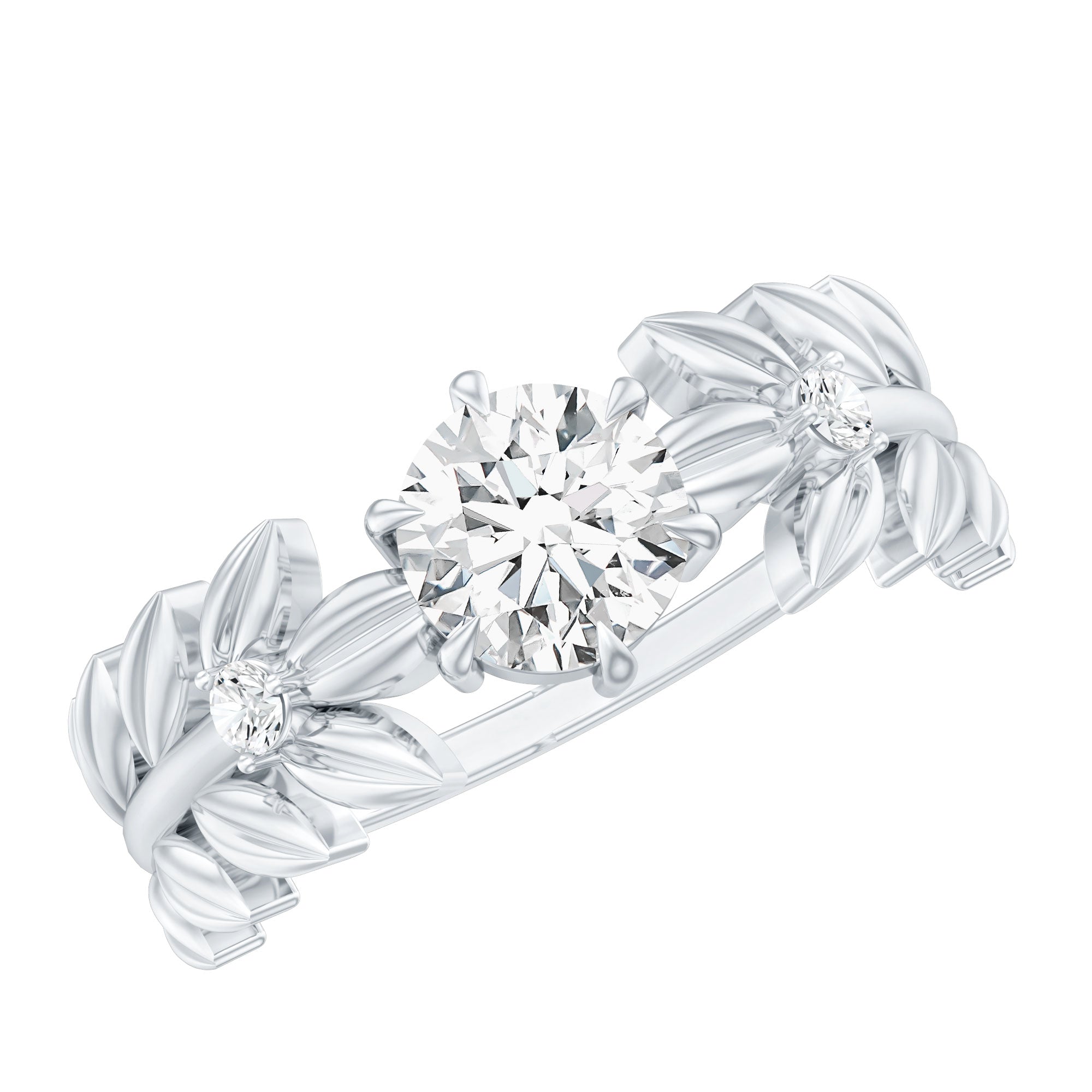 Rosec Jewels-6 MM Lab Grown Diamond Nature Inspired Engagement Ring
